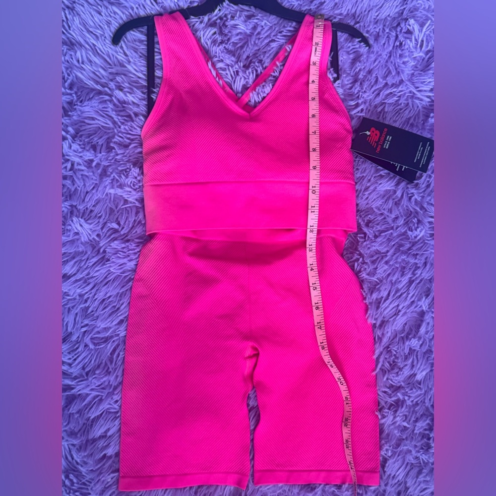 New Balance Women's Vivid Pink Bike Shorts Set